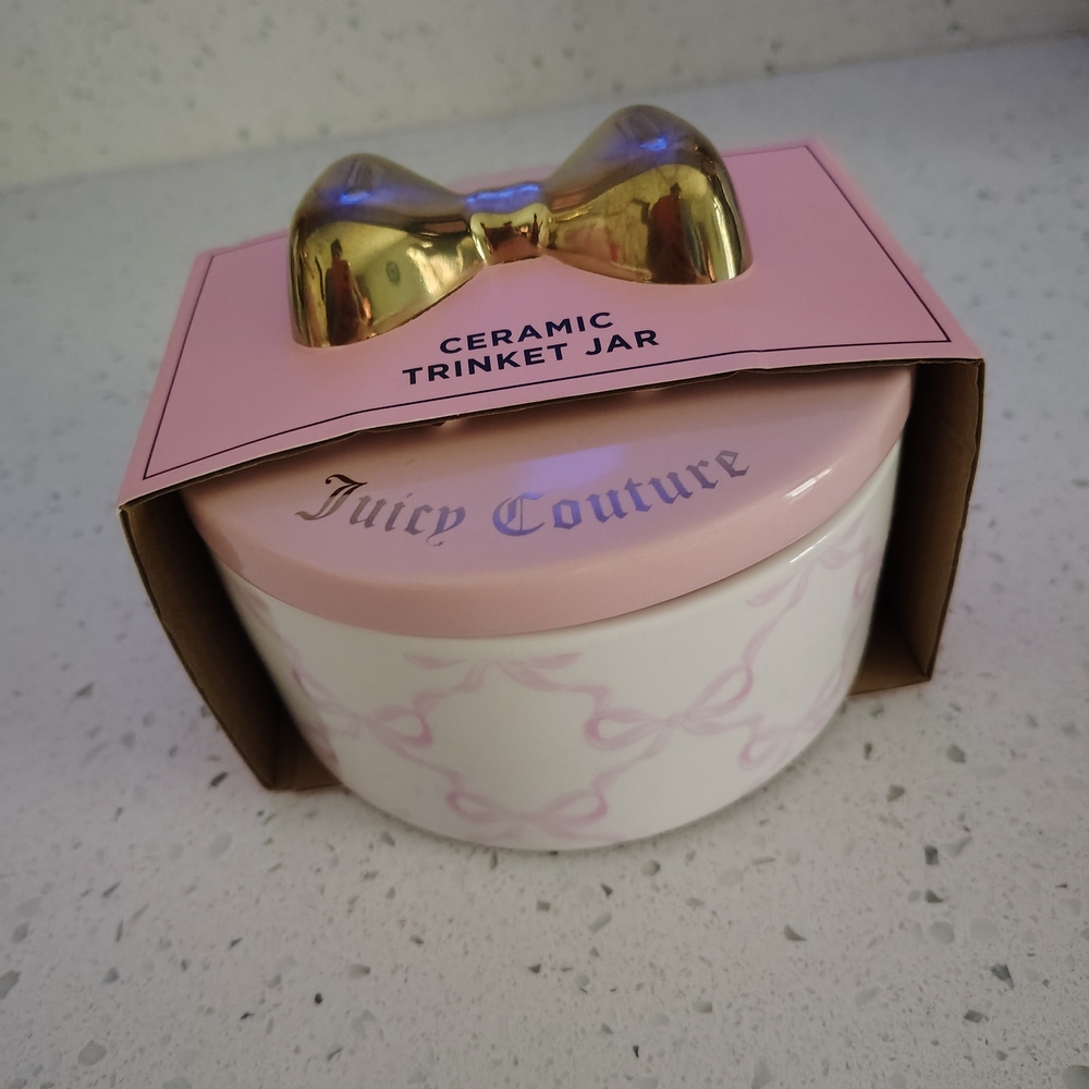 Juicy Couture Pink and Gold Ceramic Trinket Jar